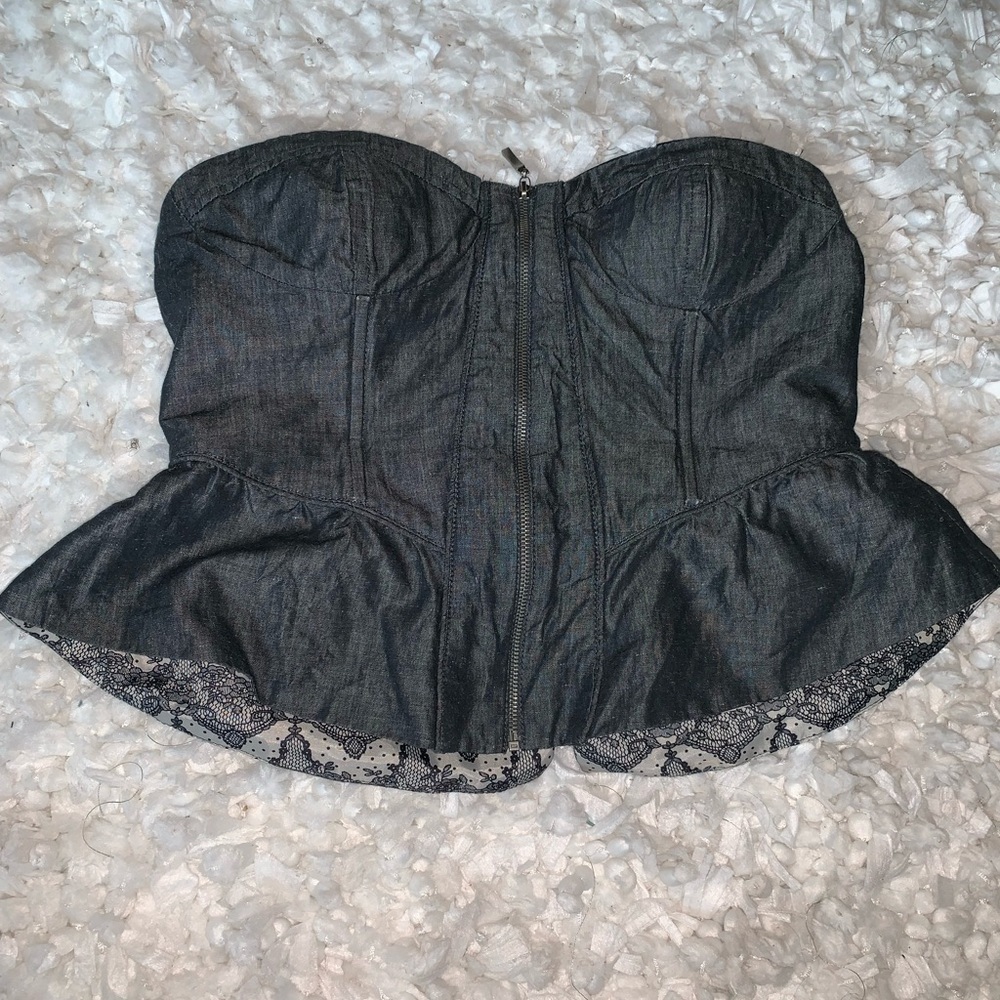 Forever 21 Denim Peplum Top